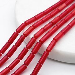 Коралл тонированный трубочки бусины, размер около 9*3,5 мм, цена за 21-22 шт (1/2 нити)