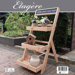 Подставка для цветов и декора напольная 3 полки из массива сосны Флорэль, деревянная этажерка для цветов на подоконник в стиле рустик, коричневая