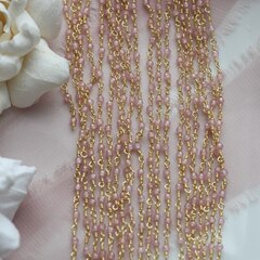 Цепочка с розовыми цирконами, 2 мм, позолота, 33 см, А617-1 (33см)