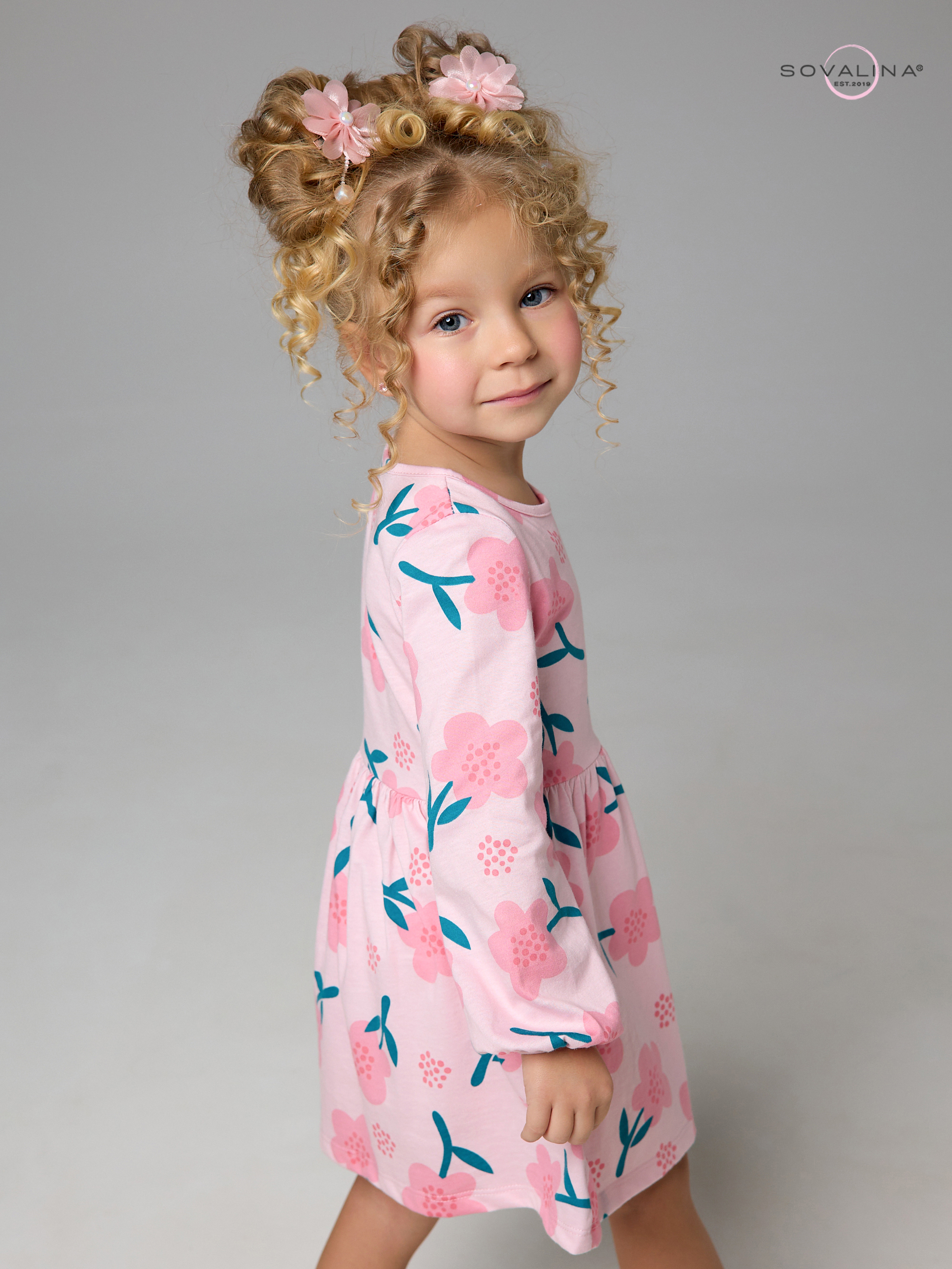 Платье Моана незабудки на пудре