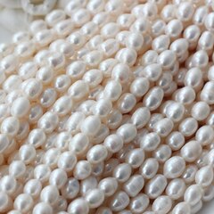 Жемчуг натуральный речной, рис, 7,9-10,1 мм, 1 нить, Ж028