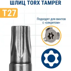 Бита отверточная ПРАКТИКА Профи Torx Tamper-27 х 50мм (2шт), (776-478)