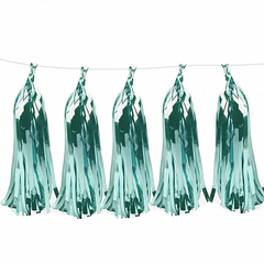 Гирлянда Тассел (помпон кисточка) фольга, Морская волна, 35*12 см, 10 листов.