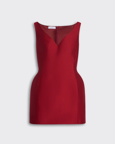 Платье из формодержащей шерсти и шелка Диор красный