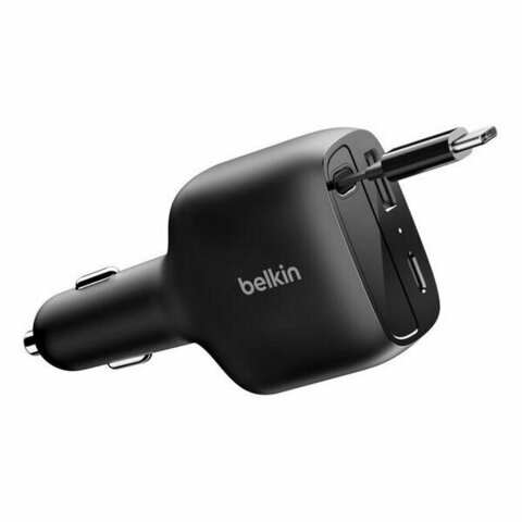 Автозарядка Belkin BoostCharge Car Charger 75W With USB-C&USB-A Ports с выдвижным кабелем USB-C 75см, черный