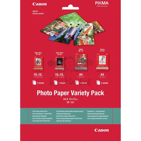 Набор фотобумаги Canon VP-101, форматы 10x15 см. и A4,  20 листов. 0775B079