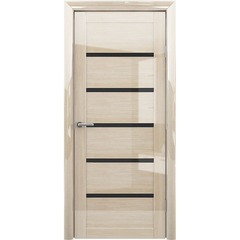 Купить Межкомнатная глянцевая дверь Вена мокко стекло чёрное