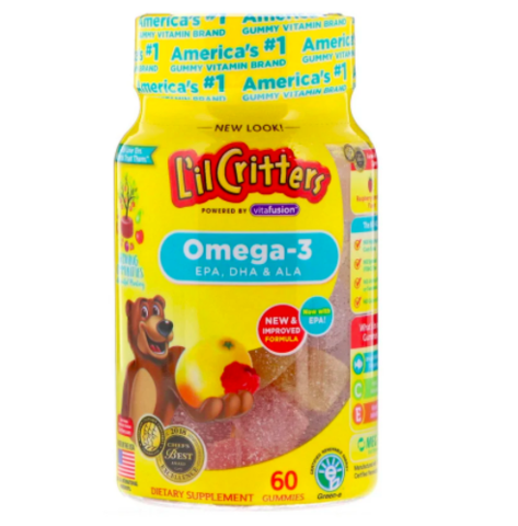 L'il Critters, Омега-3, вкус «Малина и лимонад», 60 жевательных таблеток
