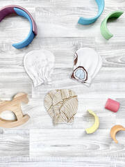 Рукавички-антицарапки Mjölk Кокосы/Palm tree/Hello mommy, сет из 3х пар