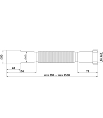 АНИ пласт K116 Удлинённая гофра для сифона 1 1/2*40/50, длина 541-1371 мм