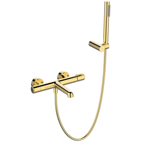 BelBagno UNO-VASM/DFS-ORO UNO Смеситель для ванны и душа в комплекте с ручным душем, шлангом и держателем, золото UNO-VASM/DFS-ORO