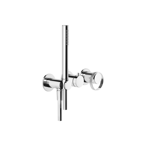 Gessi Anello Встраиваемый однорычажный смеситель на 2 выхода с перекл., ручным душем с держателем и выводом воды (внешние части), цвет: хром 63345#031