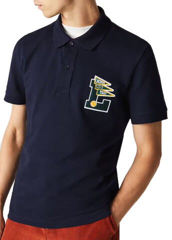 Поло теннисное Lacoste Men’s Regular Fit L Badge Cotton Piqu_ Polo Shirt - navy blue