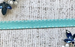 Лента репсовая с пунктиром, ш. 1 см, ментол