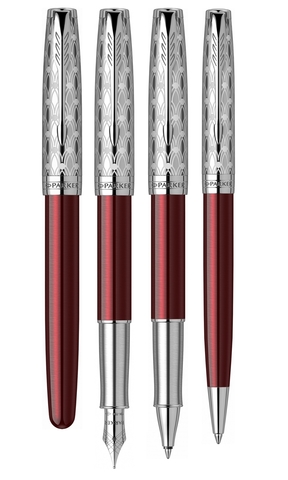 Ручка шариковая Parker Sonnet Premium 2021, K537, Metal & Red Lacquer CT (2119783)