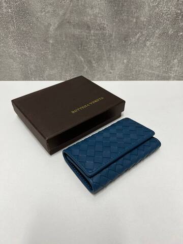 Ключница Bottega Veneta Intrecciato синий