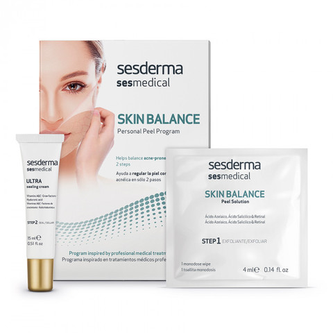 SESDERMASESMEDICAL Skin balance personal peel program – Программа персональная для восстановления баланса кожи, склонной к акне (салфетка-эксфолиант, крем запечатывающий), уп. (4 салф. + 15 мл)