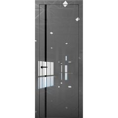 Купить Межкомнатная дверь глянец Pt 8 Платина crystall gray алюминиевая кромка Al Black Edition остеклённая