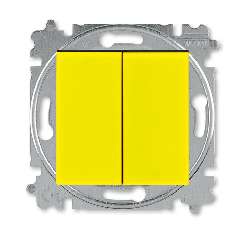 Выключатель двухклавишный. Цвет Жёлтый / дымчатый чёрный. ABB. Levit(Левит). 2CHH590545A6064