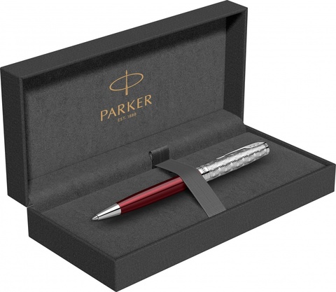 Ручка шариковая Parker Sonnet Premium 2021, K537, Metal & Red Lacquer CT (2119783)