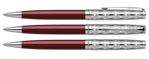 Ручка шариковая Parker Sonnet Premium 2021, K537, Metal & Red Lacquer CT (2119783)