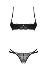 Комплект эротический из 2 частей OBSESSIVE NUTRIS Set crotchless_Черный