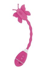 Розовый вибростимулятор-бабочка на ручке THE CELINE BUTTERFLY - 