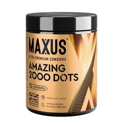 Точечные презервативы MAXUS 2000 Amazing Dots с железным кейсом - 12 шт. - 