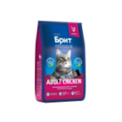 Сухой корм для кошек BRIT PREMIUM с курицей для взрослых "Cat Adult Chicken", 8кг