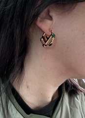 Серьги круглые (конго) FENDI из латуни с позолотой с цветными вставками