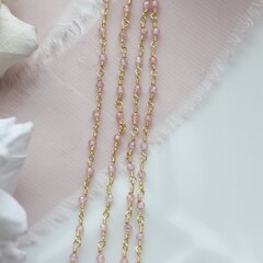 Цепочка с розовыми цирконами, 2 мм, позолота, 33 см, А617-1 (33см)