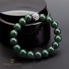Браслет "Дракон". Тёмно-зеленый нефрит. 12мм.