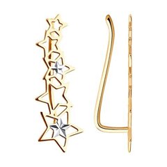 026580 - Серьги-зажимы ЗВЕЗДЫ из комбинированного золота 585 пробы