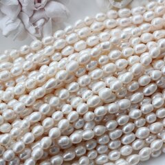 Жемчуг натуральный речной, рис, 7,9-10,1 мм, 1 нить, Ж028