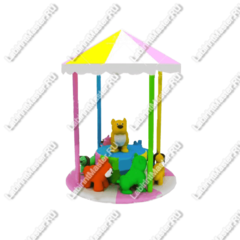 Электрическая карусель детская 4KIDS  "Собачки с крышей"