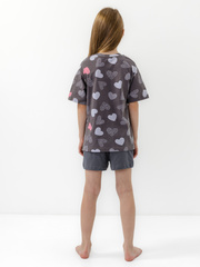 180007C-29 Комплект для девочки (футболка, шорты), Антрацит