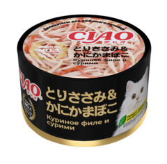 INABA Ciao консервы для кошек Куриное филе с сурими 85 гр