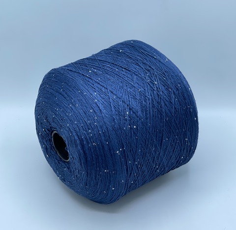 Бобинная пряжа, Merino Pailletes, 450м, 80% Меринос, 20% Полиэстер(пайетка), Синие чернила+пайетка. 39463