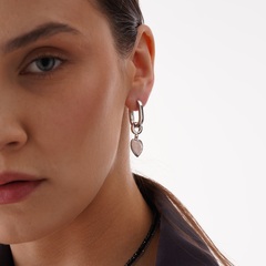 Пара серёжек: Хупы с Розовым Кварцем, silver