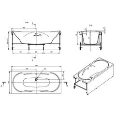 ВАННА АКРИЛОВАЯ ROCA Madeira 180x80 с каркасом и сифоном