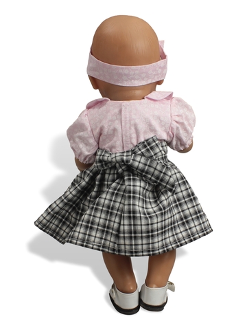 Платье комбинированное  с грудкой - На кукле. Одежда для кукол, пупсов и мягких игрушек.