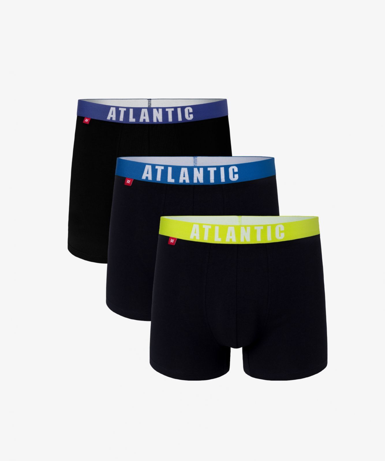 Мужские трусы шорты Atlantic, набор из 3 шт., хлопок, темно-синий микс, 3MH-011