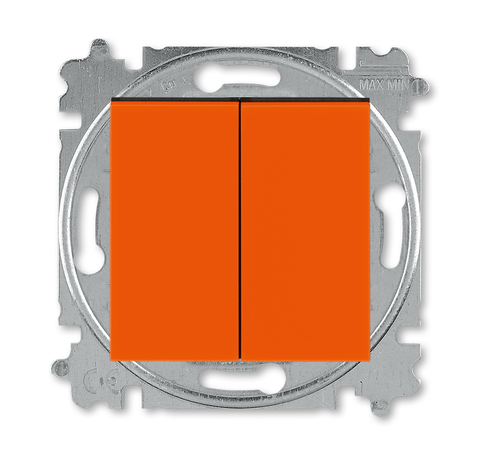 Выключатель двухклавишный. Цвет Оранжевый / дымчатый чёрный. ABB. Levit(Левит). 2CHH590545A6066