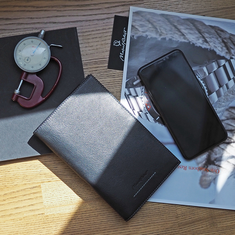 Кошелек мужской кожаный, теленок черного цвета