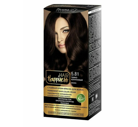 Hair Happiness Крем-краска для волос аммиачная №5.81 темно-коричневый Белита-М