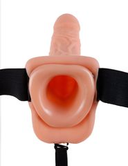 Полый страпон телесного цвета Hollow Strap-On with Balls - 24 см. - 