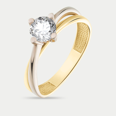 Женское помолвочное кольцо из желтого золота 585 пробы с фианитом (арт. л10349)
