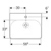 Раковина Geberit Smyle Square: B=60см, T=48см, Отверстие под смеситель=По центру, Перелив=На виду, Белый