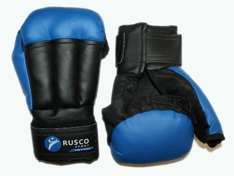 Перчатки для рукопашного боя RuscoSport, к/з, синие 12oz