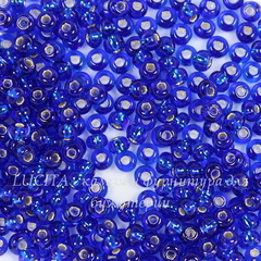 67300 Бисер 6/0 Preciosa прозрачный синий с серебряным центром
